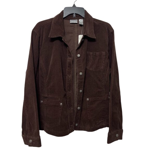 Chicos Corduroy Front Pockets Jacket in Chocolate Brown Size 2 / US L - Picture 2 of 8